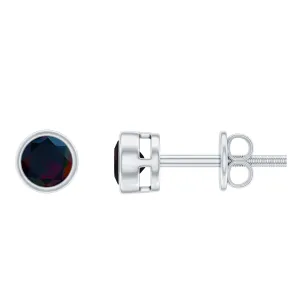 0.50 CT Dainty Black Opal Solitaire Stud Earrings in Bezel Setting