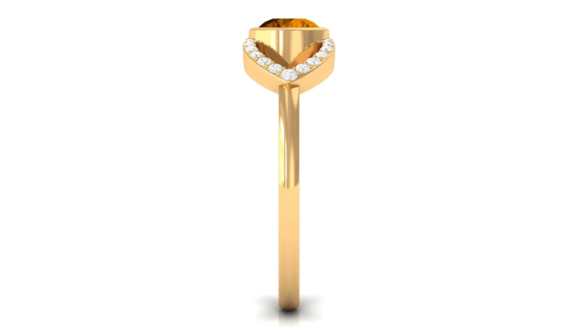 0.75 CT Split Shank Citrine Solitaire Ring with Diamond Accent