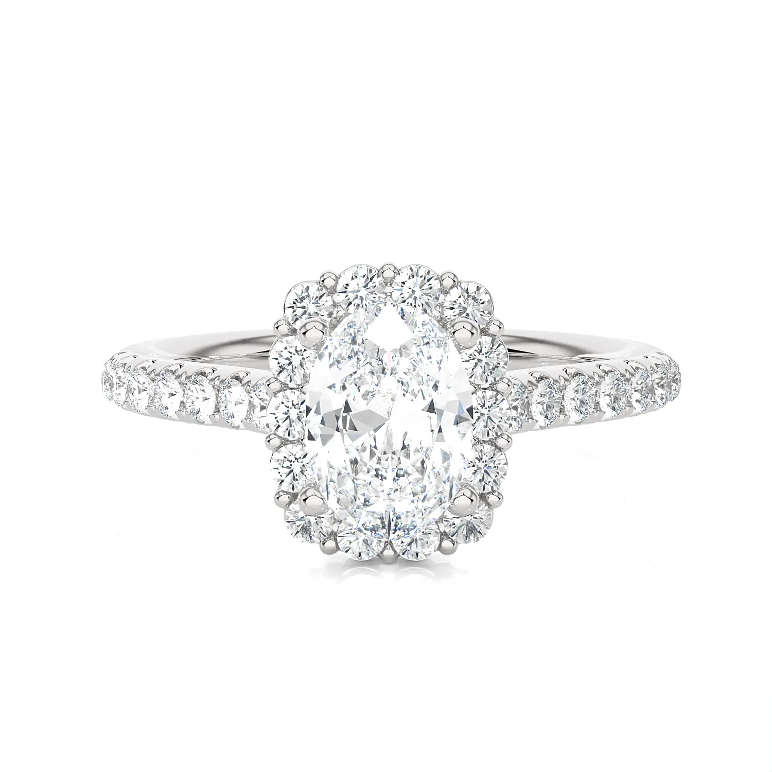 1 1/2 ctw Oval Lab Grown Diamond Halo Engagement Ring