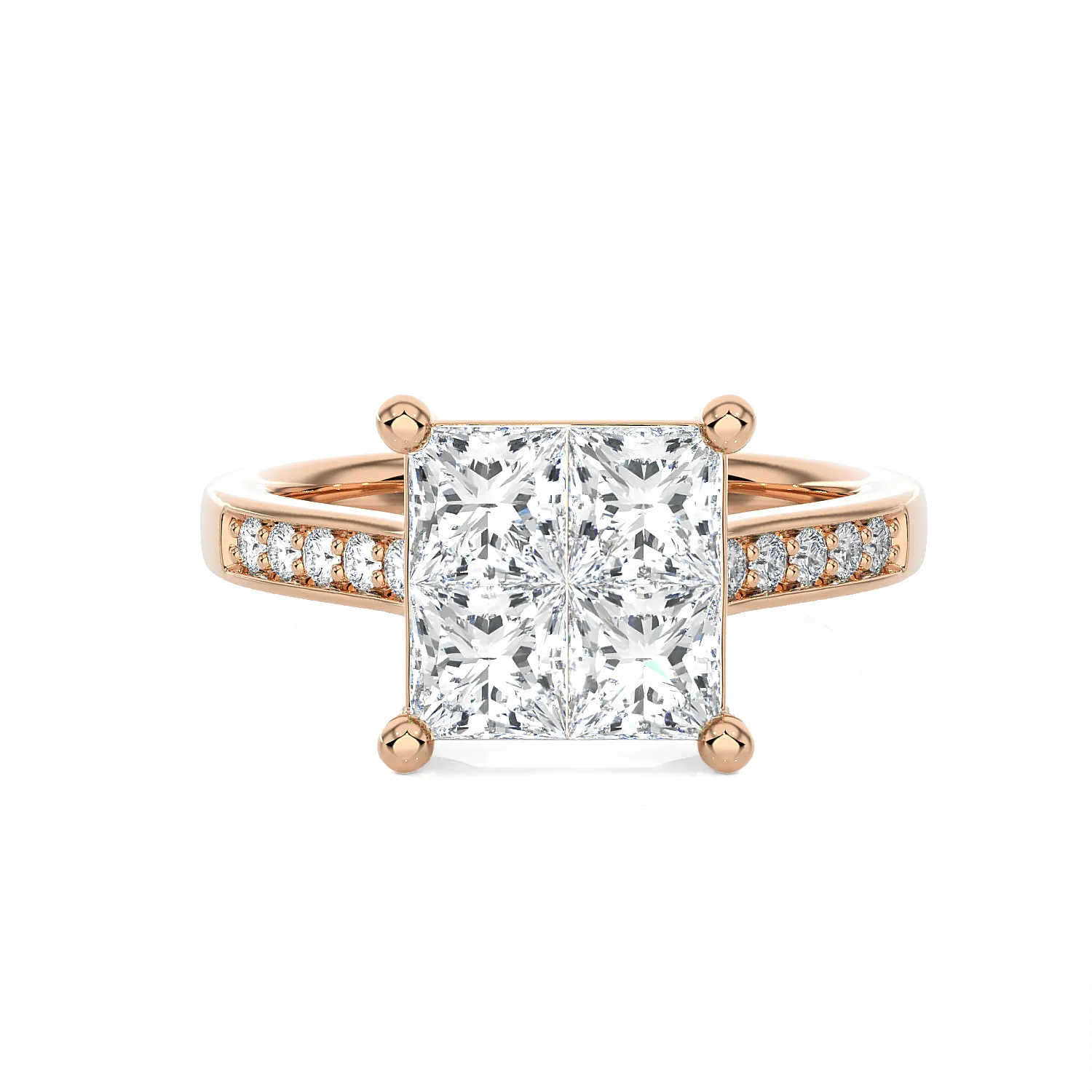 1 3/4 ctw Princess-Cut Lab Grown Diamond Side Stone Engagement Ring