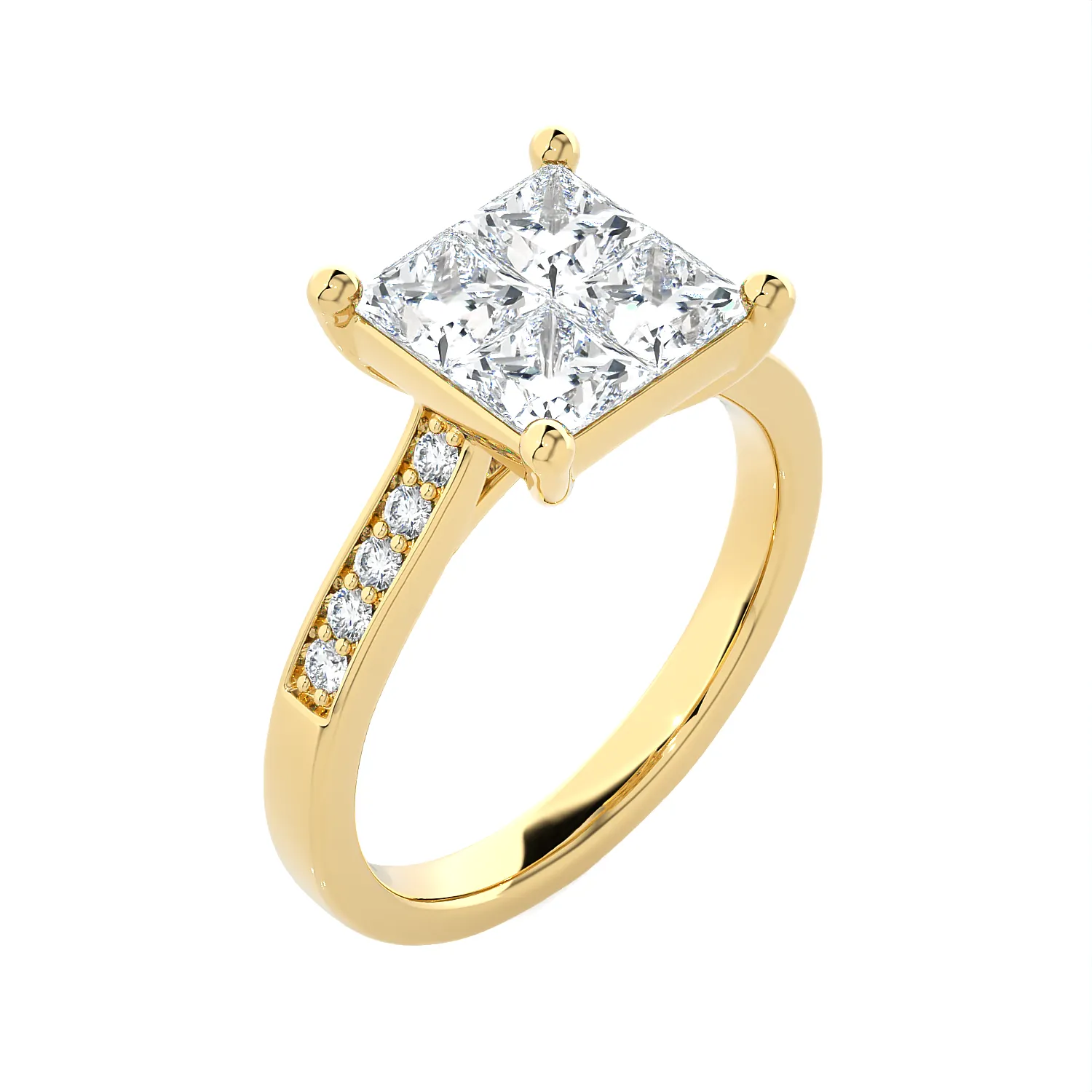 1 3/4 ctw Princess-Cut Lab Grown Diamond Side Stone Engagement Ring
