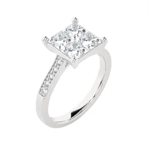 1 3/4 ctw Princess-Cut Lab Grown Diamond Side Stone Engagement Ring