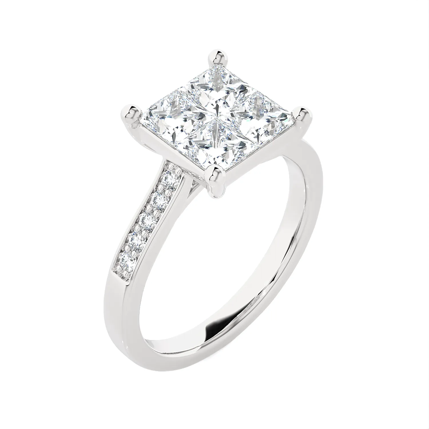 1 3/4 ctw Princess-Cut Lab Grown Diamond Side Stone Engagement Ring