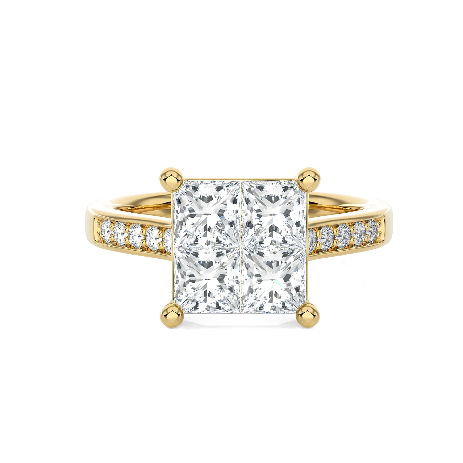 1 3/4 ctw Princess-Cut Lab Grown Diamond Side Stone Engagement Ring