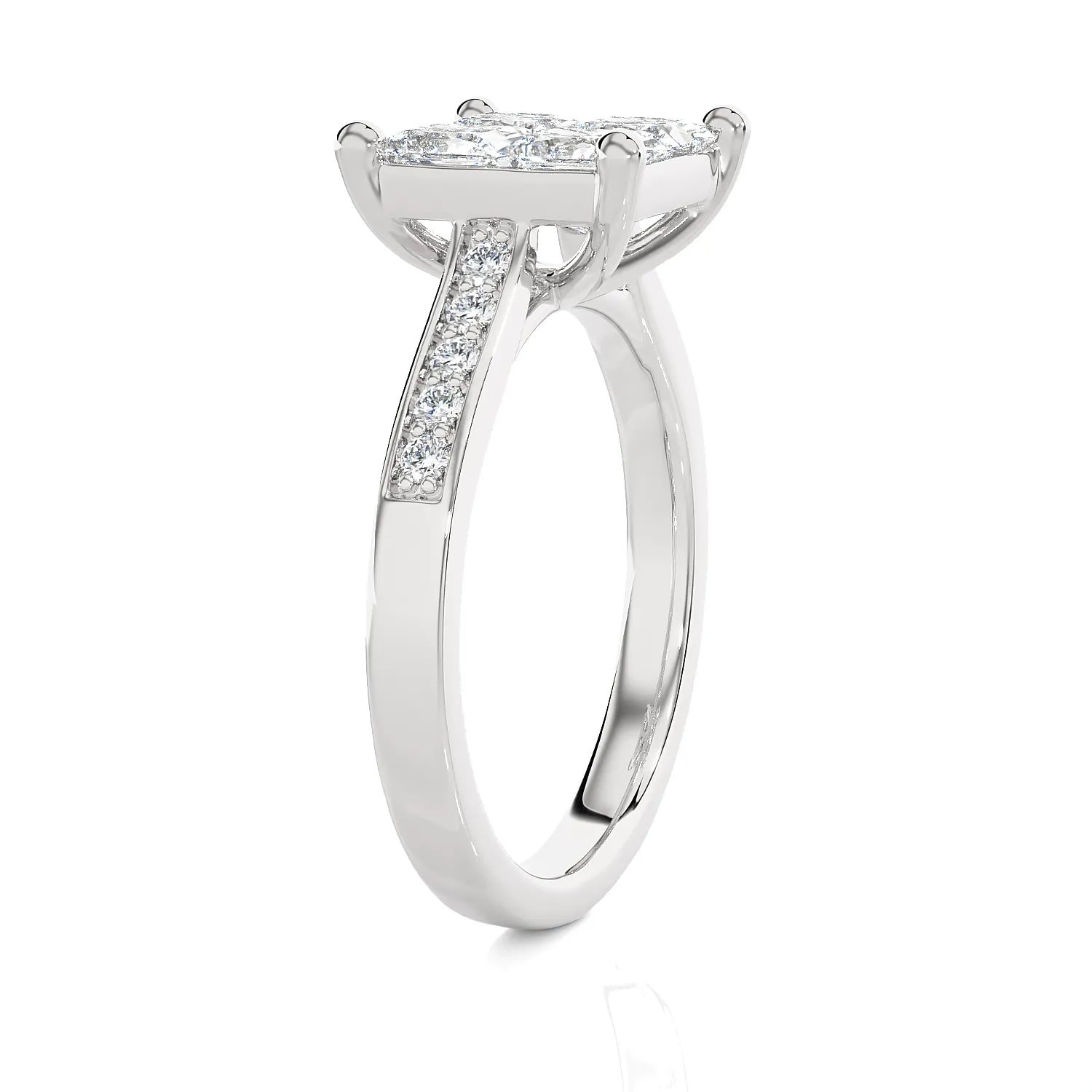 1 3/4 ctw Princess-Cut Lab Grown Diamond Side Stone Engagement Ring