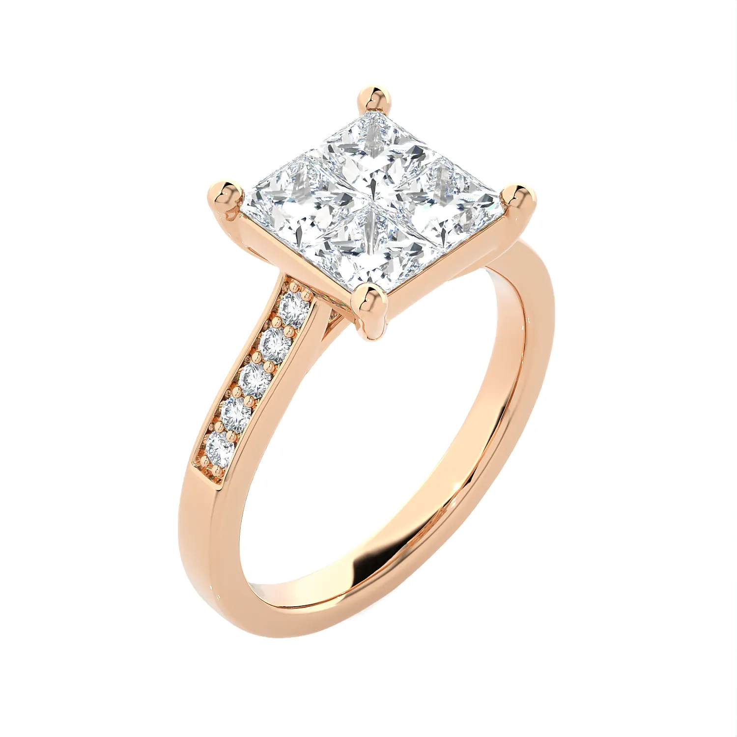 1 3/4 ctw Princess-Cut Lab Grown Diamond Side Stone Engagement Ring