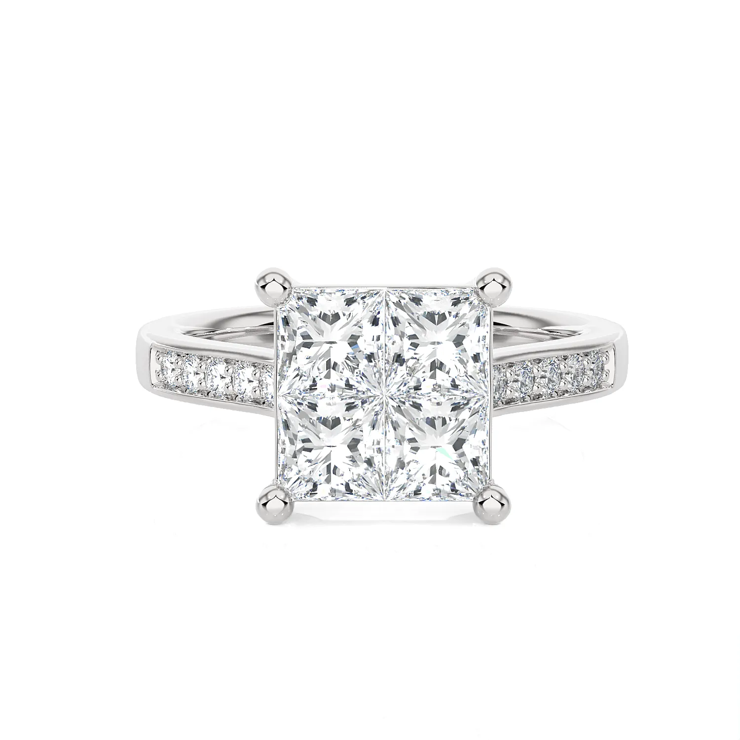 1 3/4 ctw Princess-Cut Lab Grown Diamond Side Stone Engagement Ring