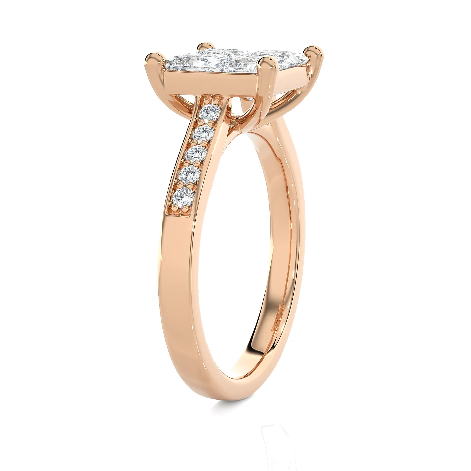 1 3/4 ctw Princess-Cut Lab Grown Diamond Side Stone Engagement Ring