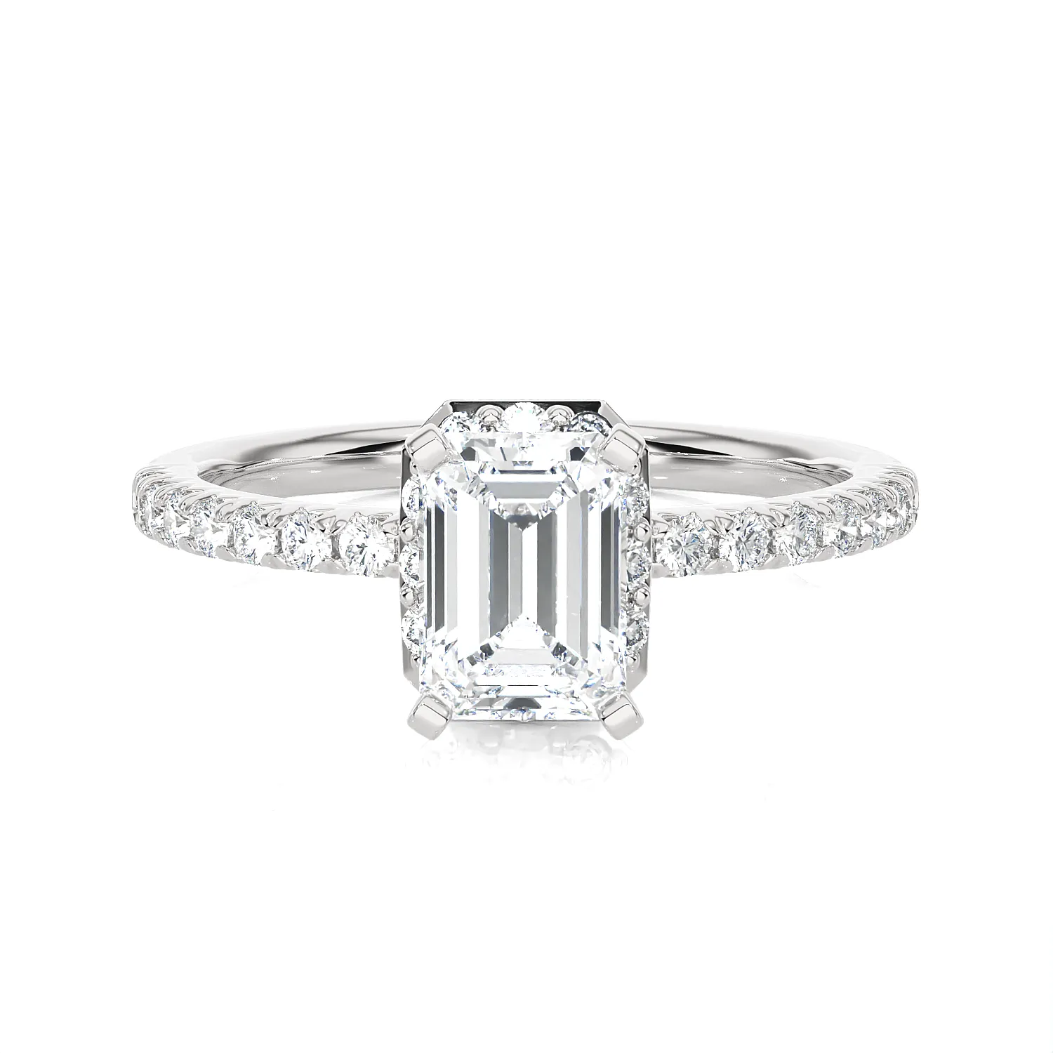 1 5/8 ctw Emerald-Cut Lab Grown Diamond Side Stone Engagement Ring