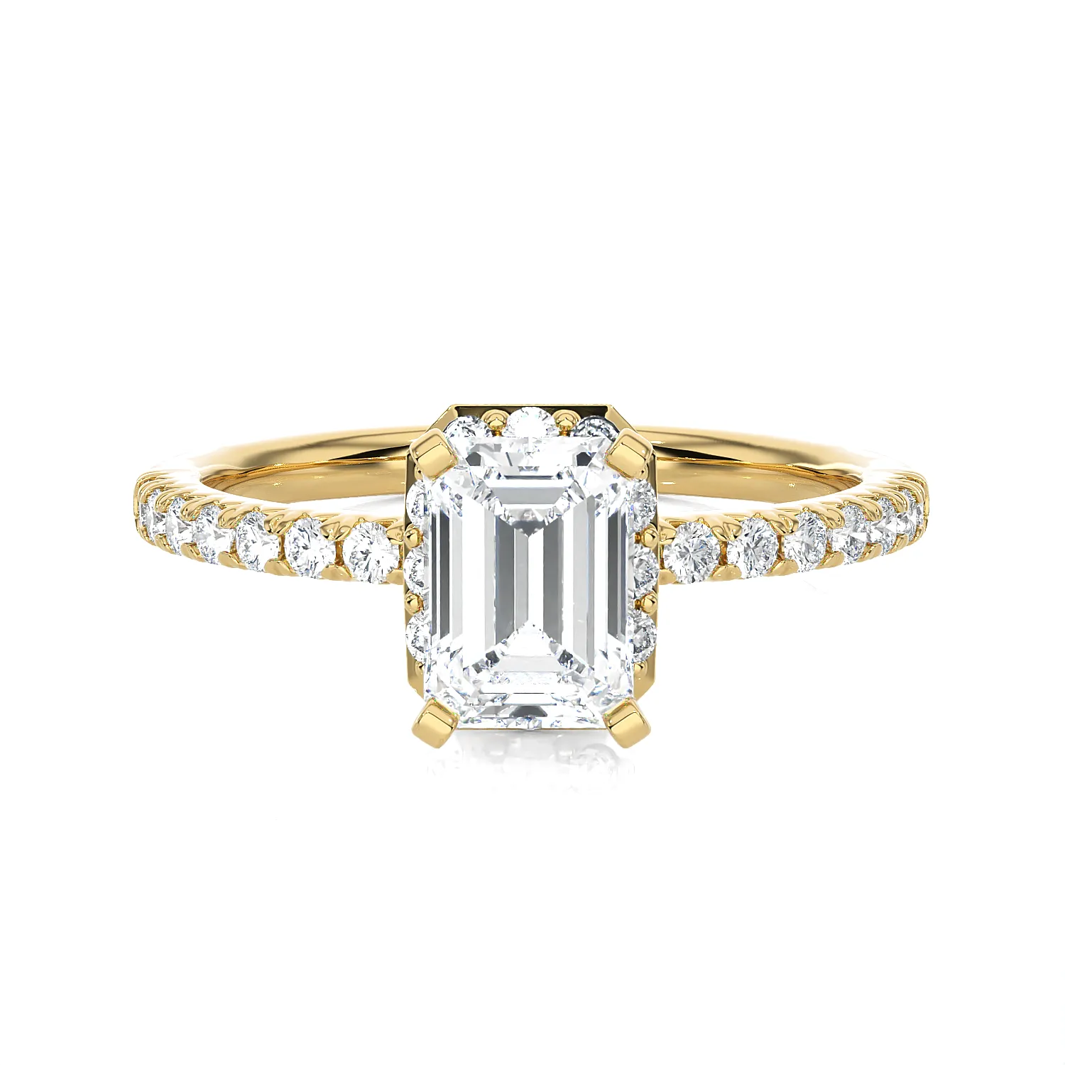 1 5/8 ctw Emerald-Cut Lab Grown Diamond Side Stone Engagement Ring