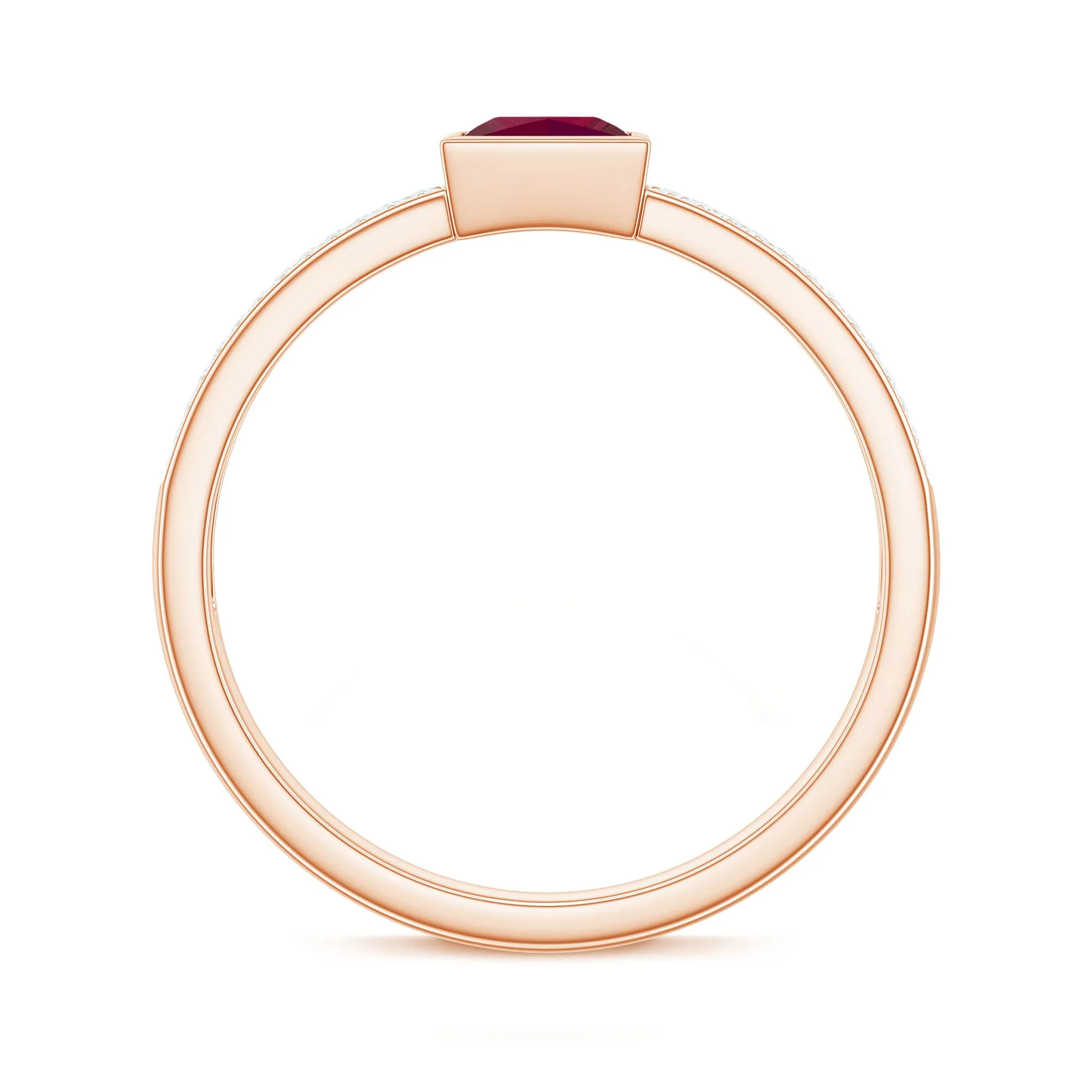 1 CT Princess Cut Ruby Engagement Ring with Diamond