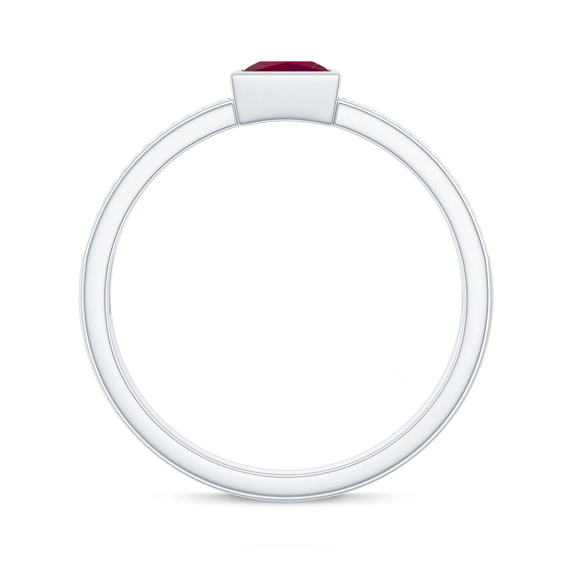 1 CT Princess Cut Ruby Engagement Ring with Diamond