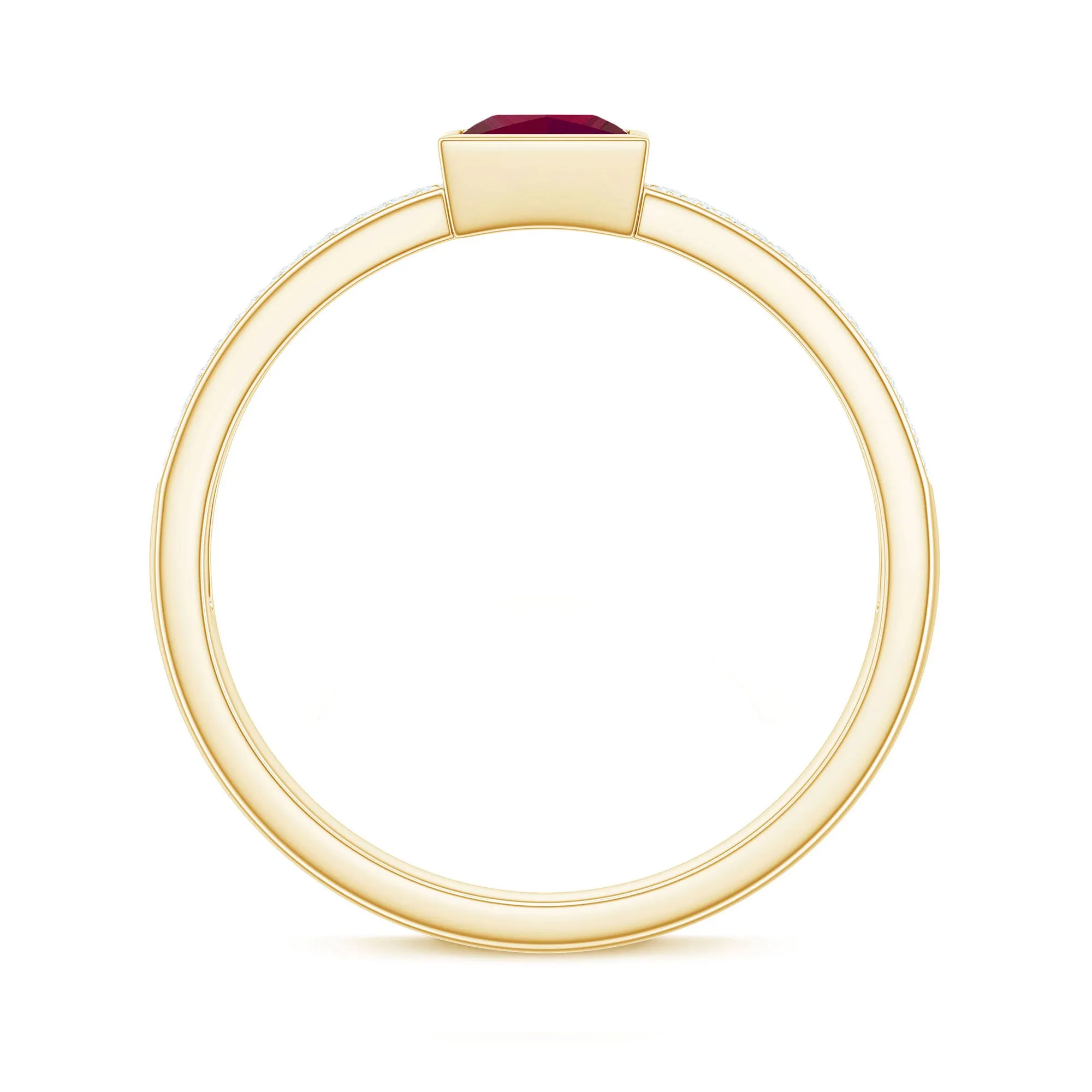 1 CT Princess Cut Ruby Engagement Ring with Diamond