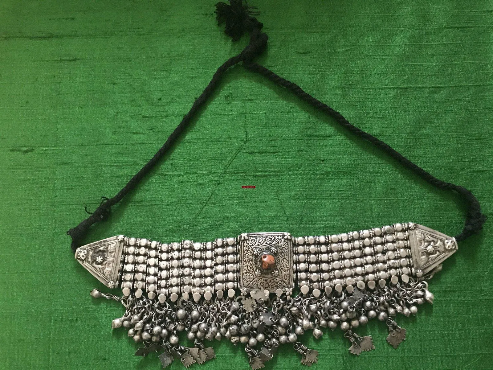 1108 SOLD - Old Coral & Silver Neck Collar Jewelry
