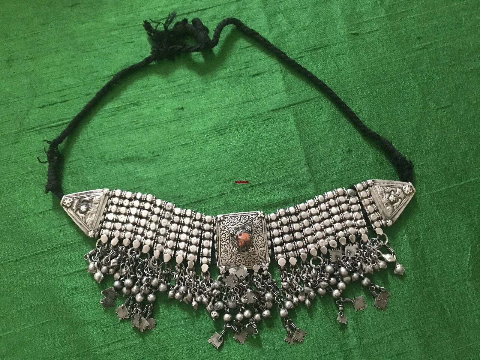 1108 SOLD - Old Coral & Silver Neck Collar Jewelry