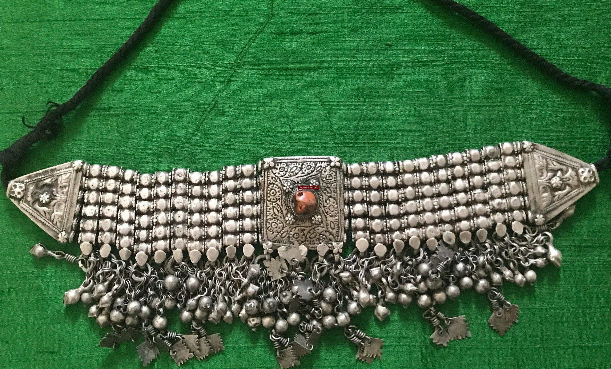 1108 SOLD - Old Coral & Silver Neck Collar Jewelry