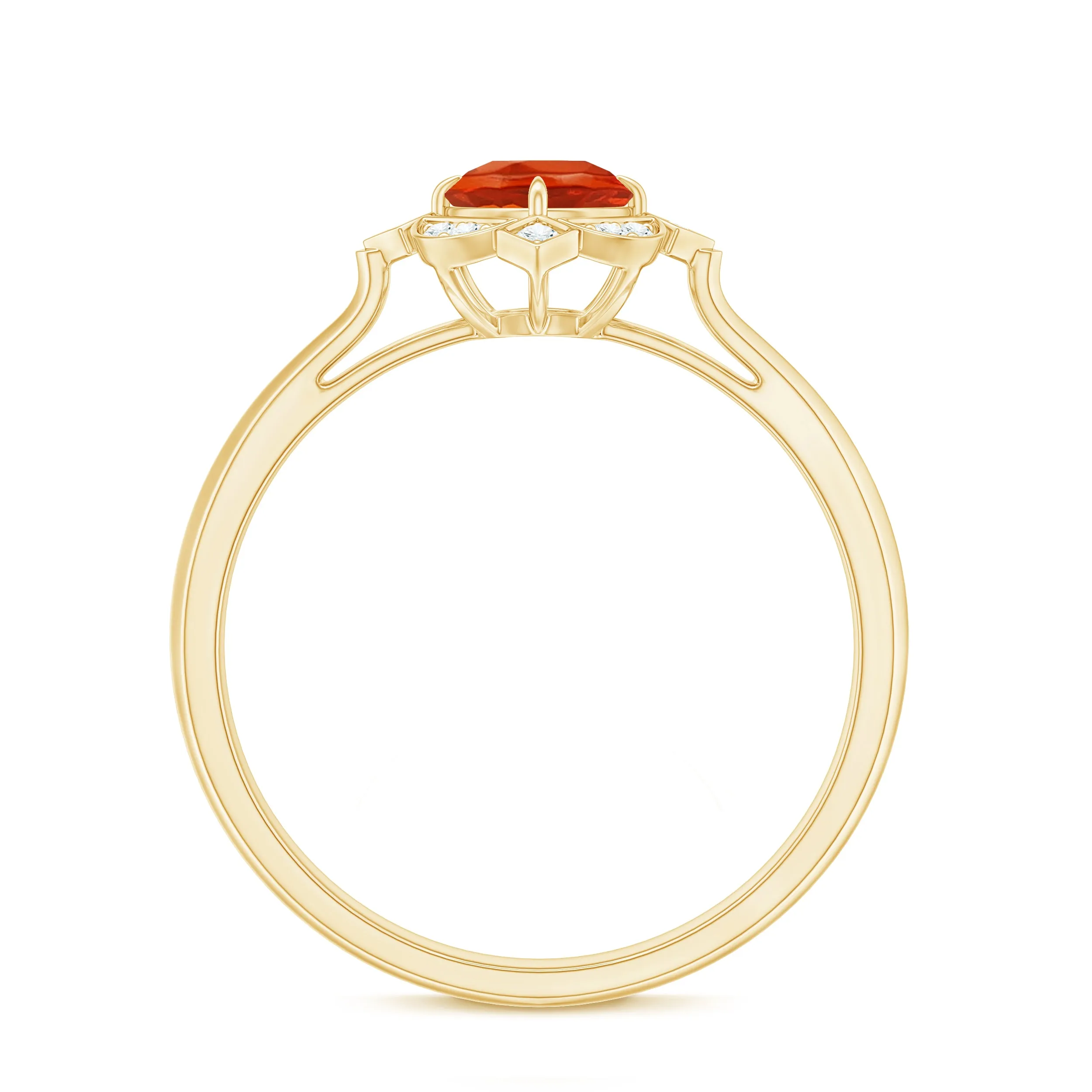 1/2 CT Vintage Fire Opal and Diamond Engagement Ring