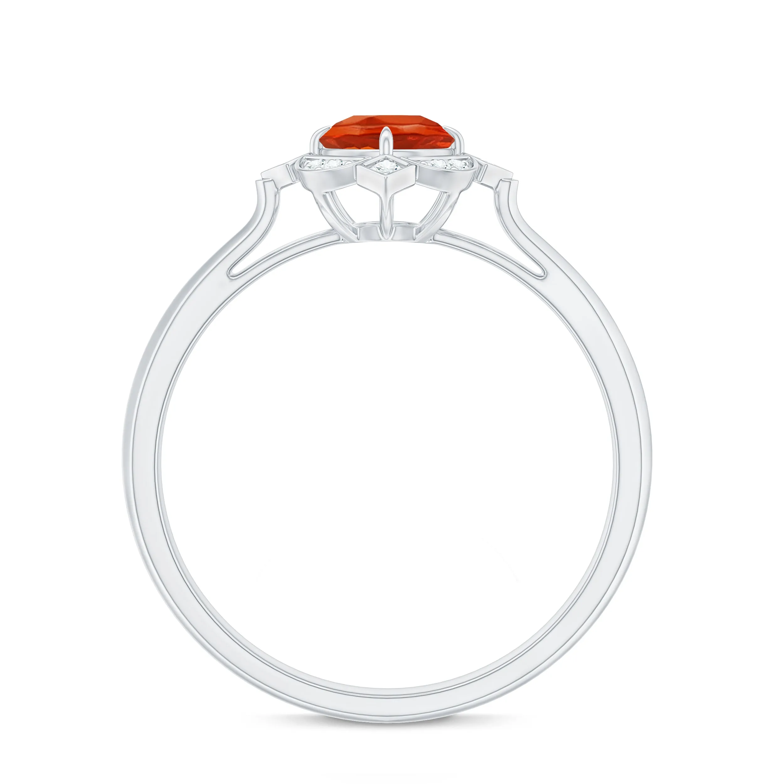 1/2 CT Vintage Fire Opal and Diamond Engagement Ring