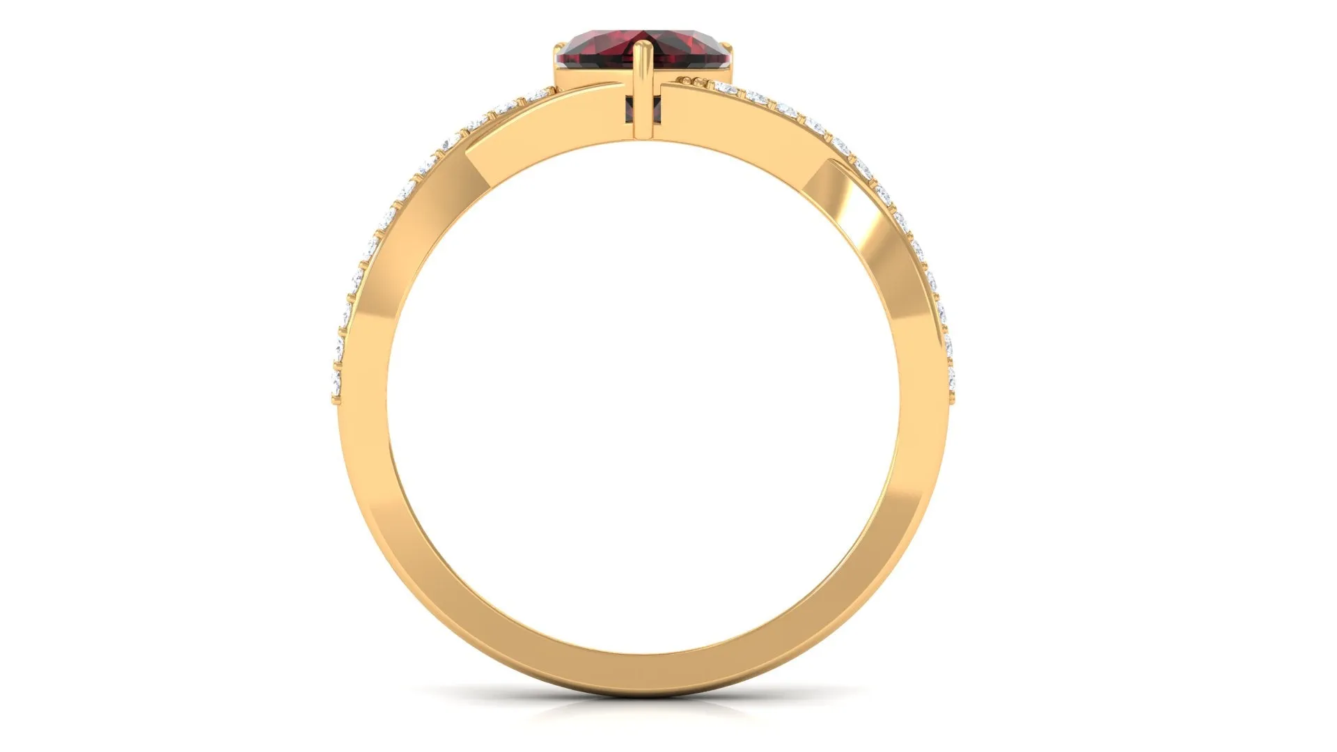 1.25 Ct Heart Garnet Crossover Engagement Ring with Diamond