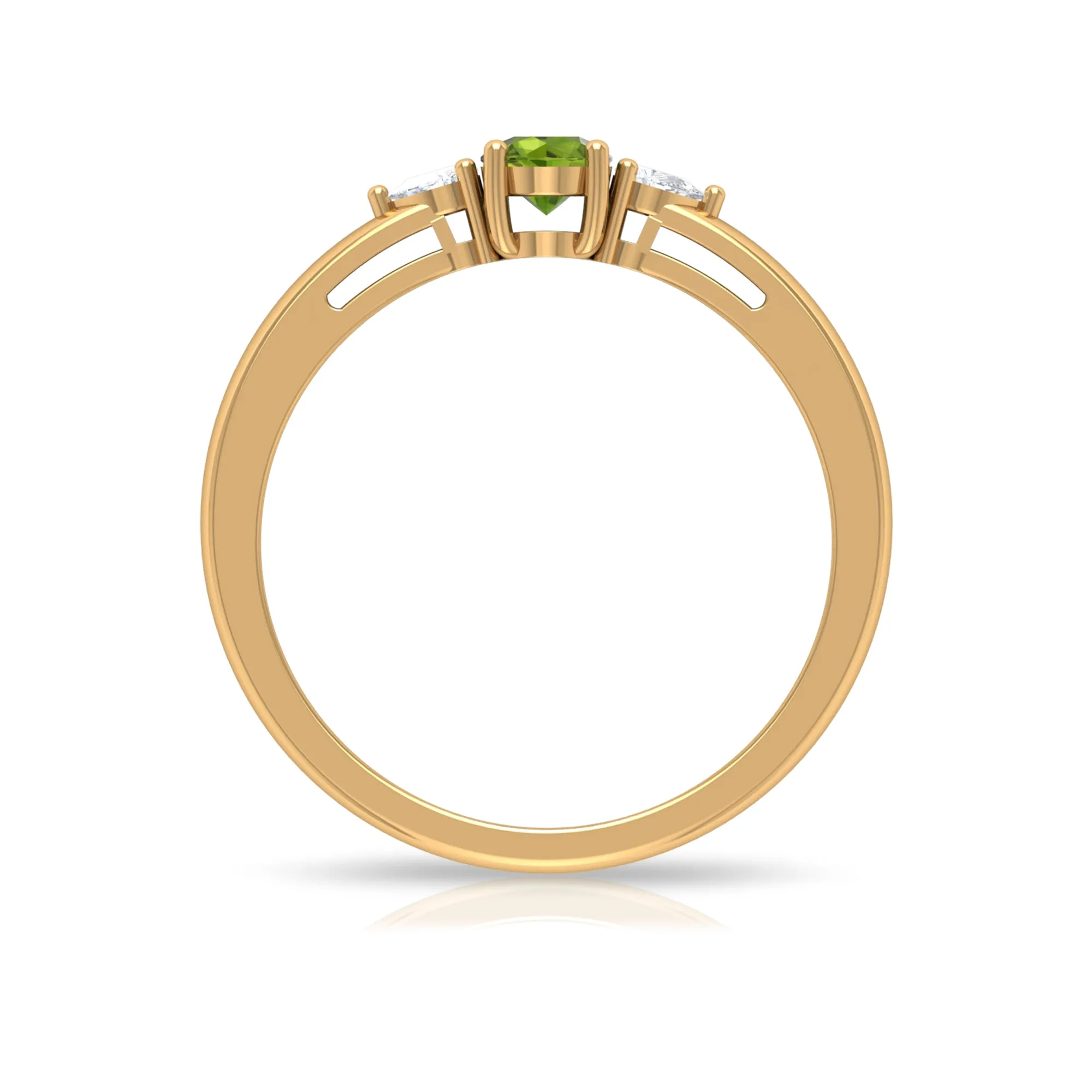 1/4 CT Peridot and Diamond Three Stone Promise Ring