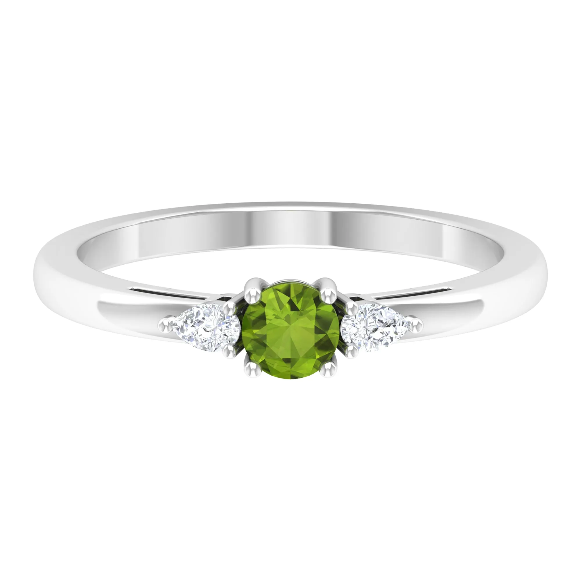 1/4 CT Peridot and Diamond Three Stone Promise Ring