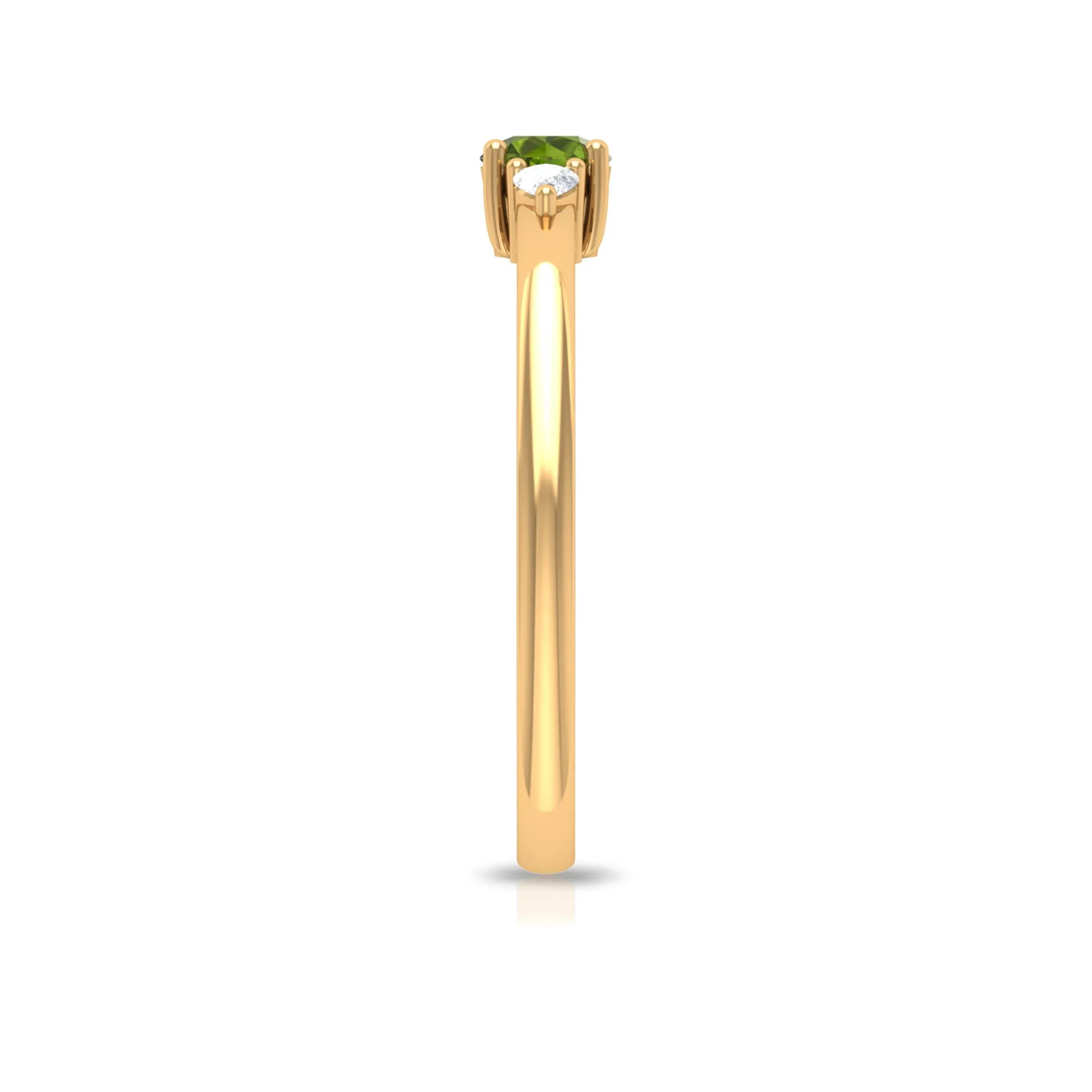 1/4 CT Peridot and Diamond Three Stone Promise Ring