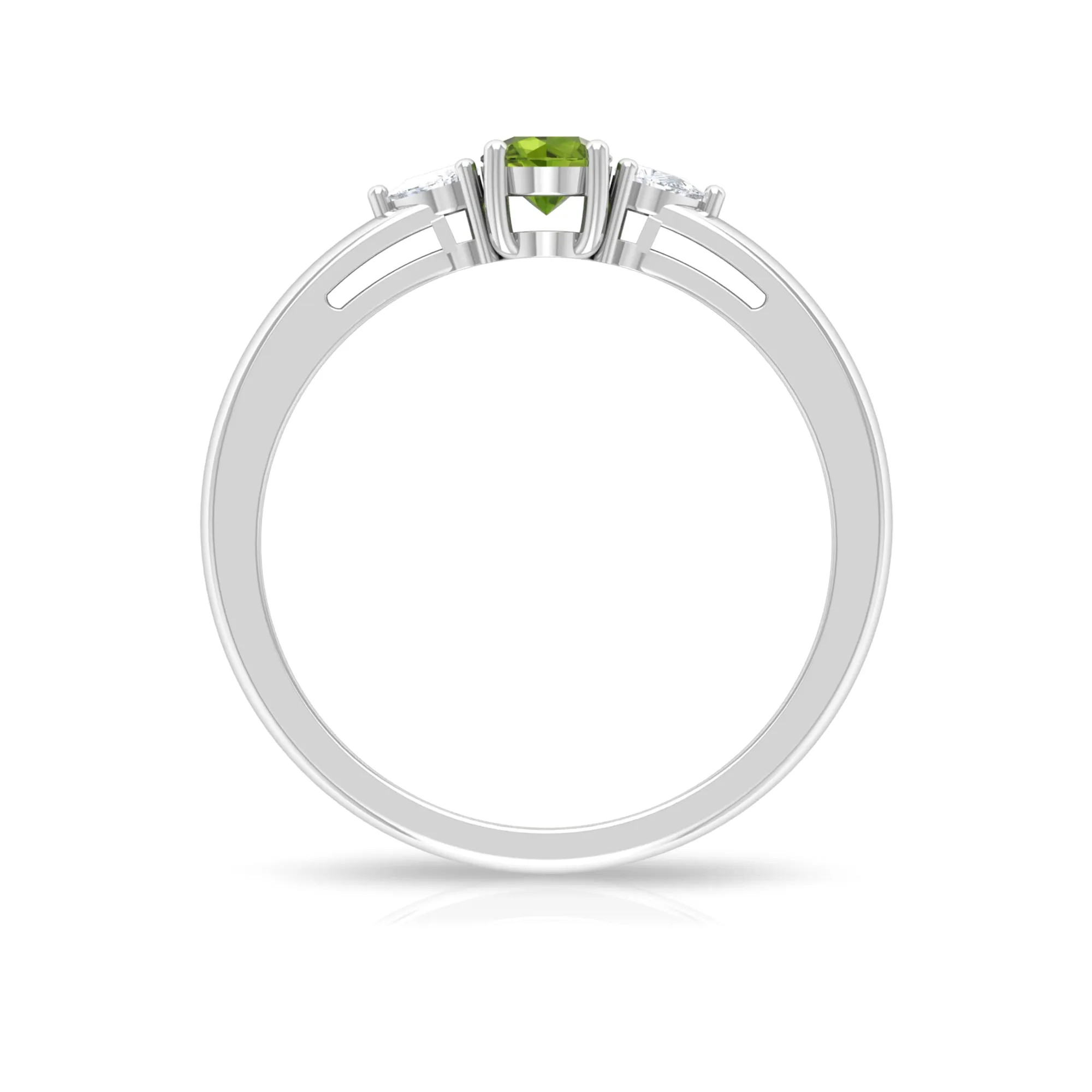 1/4 CT Peridot and Diamond Three Stone Promise Ring