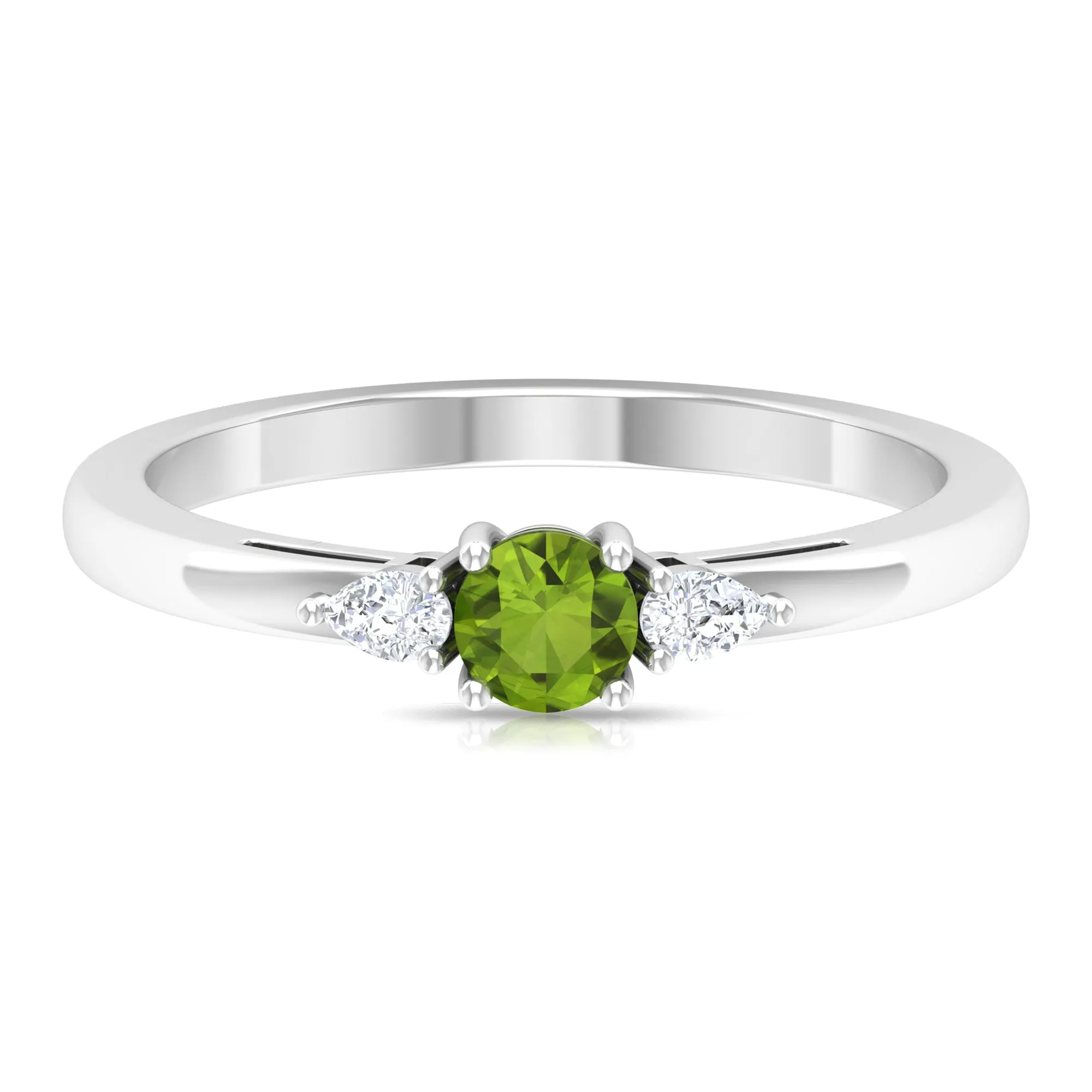 1/4 CT Peridot and Diamond Three Stone Promise Ring
