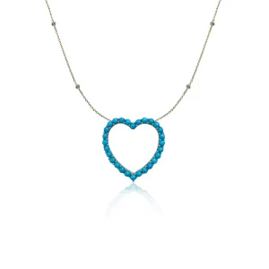14k Diamond and Turquoise Open Heart Necklace