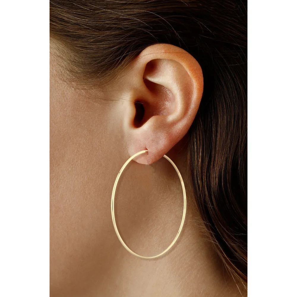 14k Gold 60mm Endless Hoop Earrings