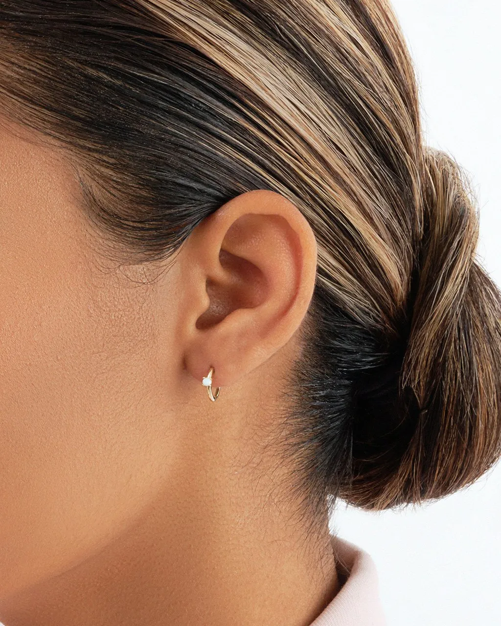 14K Gold Opal Infinity Hoop Earrings