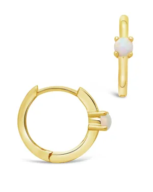 14K Gold Opal Infinity Hoop Earrings