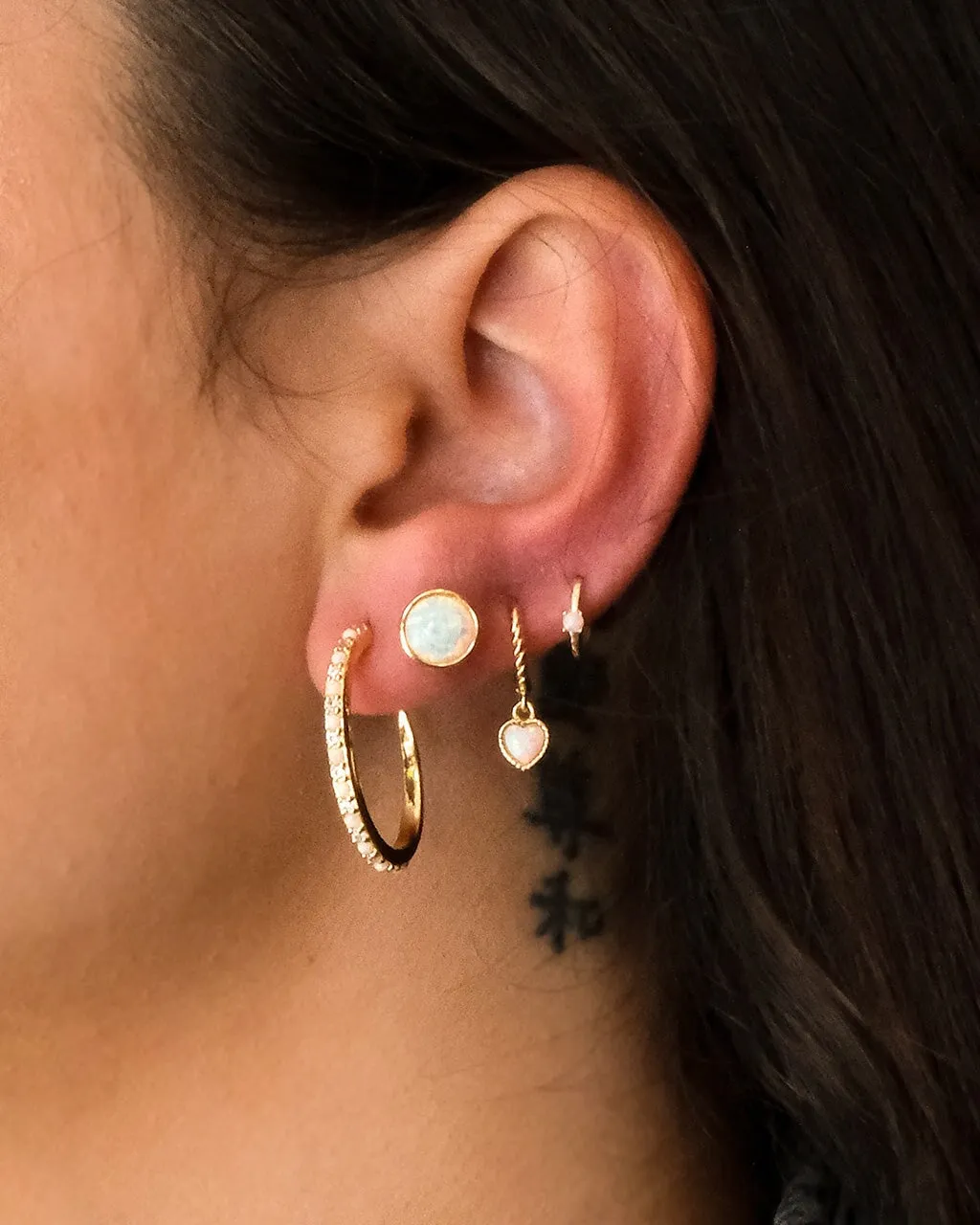 14K Gold Opal Infinity Hoop Earrings
