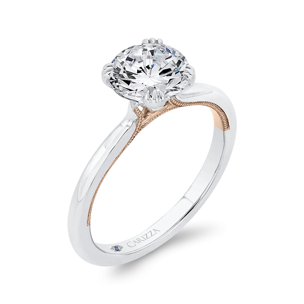 14K Two-Tone Gold Solitaire Engagement Ring (Semi-Mount)