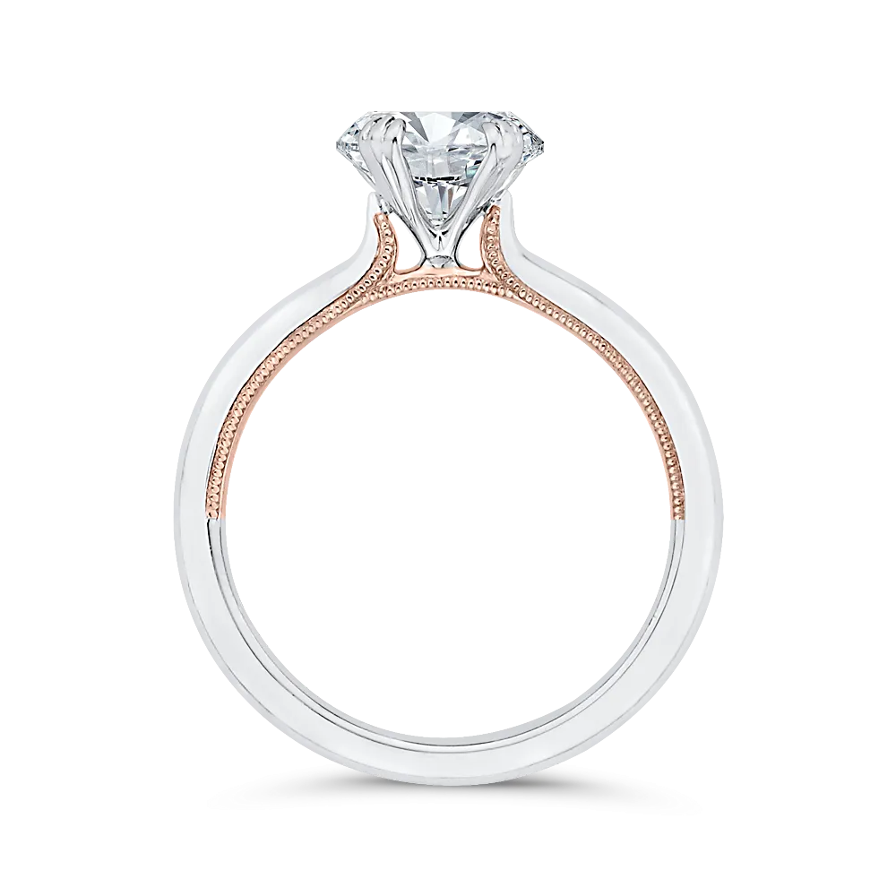 14K Two-Tone Gold Solitaire Engagement Ring (Semi-Mount)
