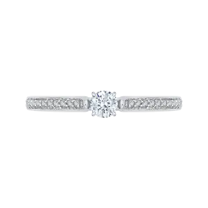 14K White Gold Round Cut Diamond Engagement Ring
