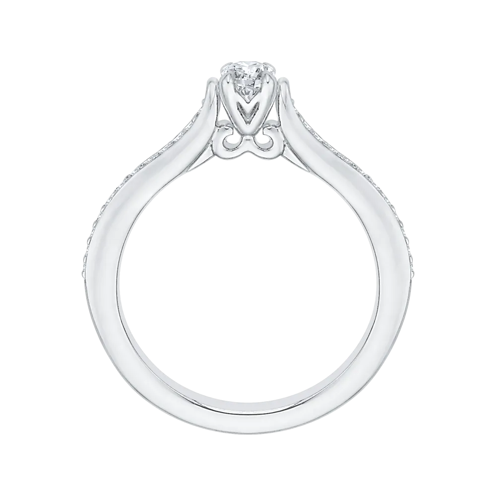 14K White Gold Round Cut Diamond Engagement Ring