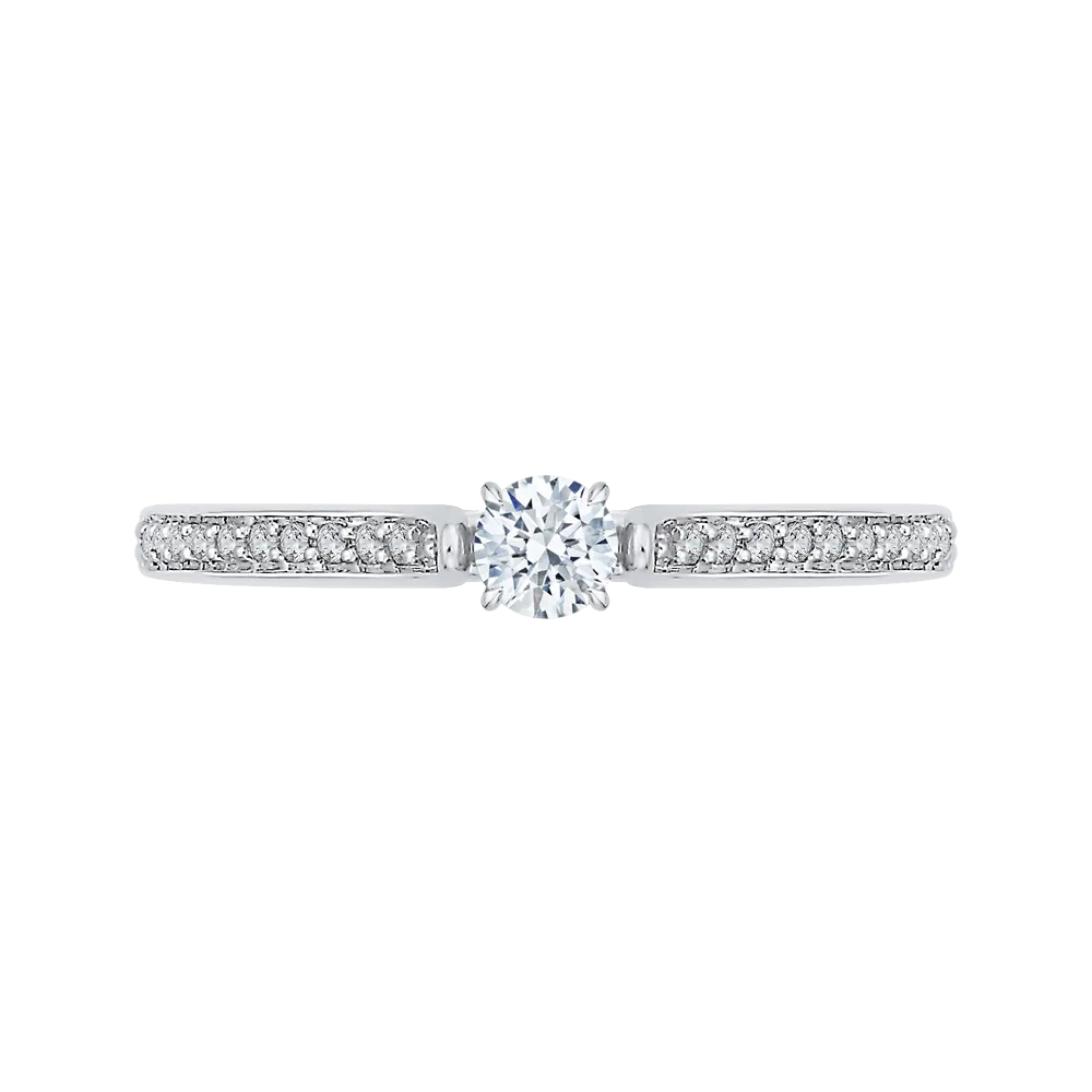 14K White Gold Round Cut Diamond Engagement Ring