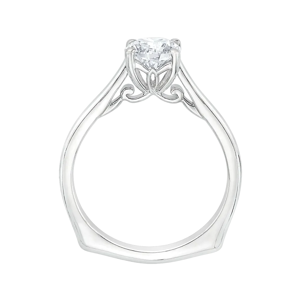 14K White Gold Round Cut Diamond Solitaire Engagement Ring (Semi Mount)