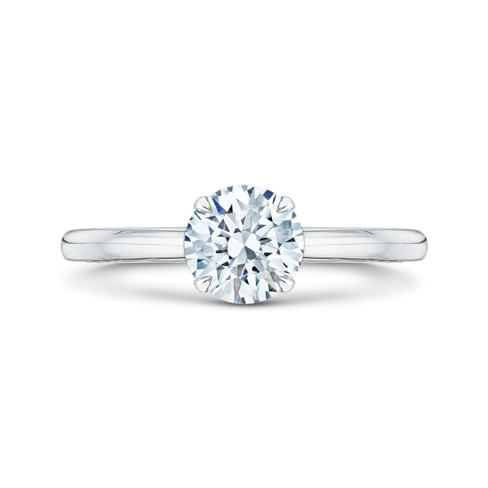 14K White Gold Round Cut Diamond Solitaire Engagement Ring (Semi Mount)