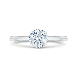 14K White Gold Round Cut Diamond Solitaire Engagement Ring (Semi Mount)