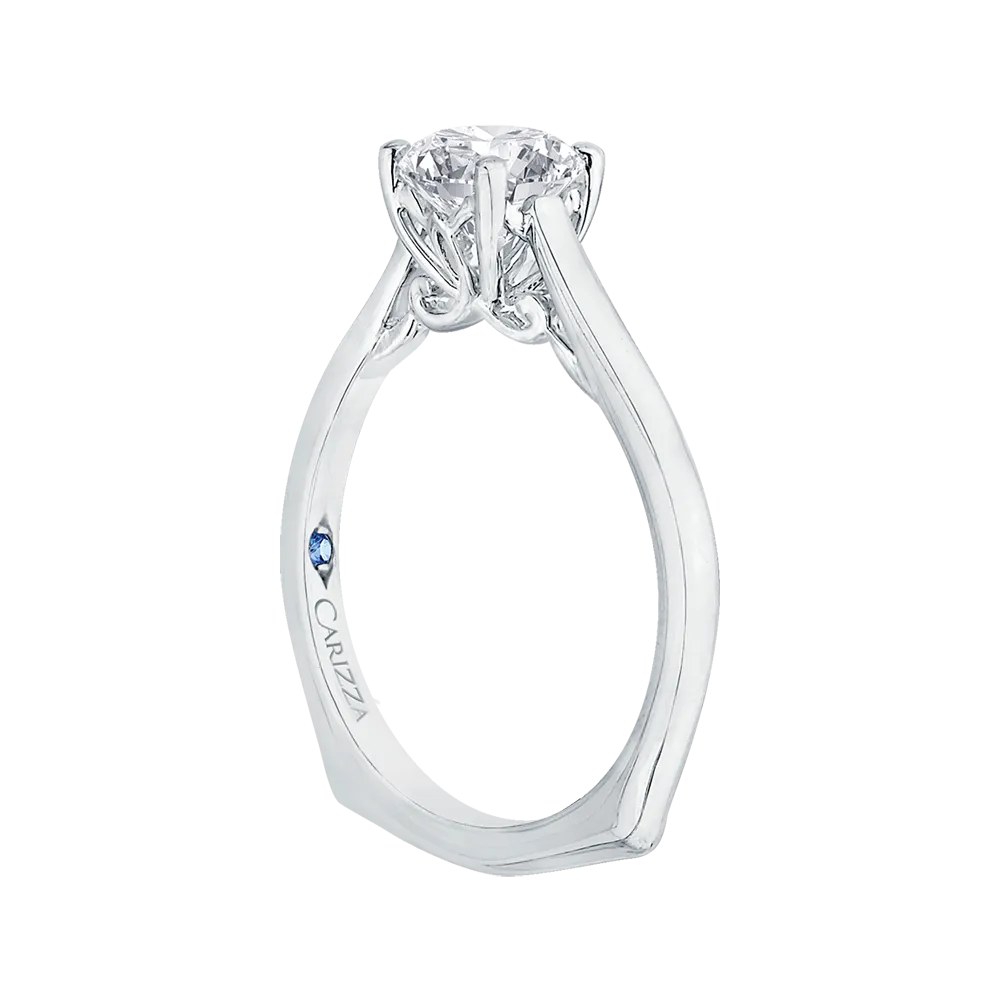 14K White Gold Round Cut Diamond Solitaire Engagement Ring (Semi Mount)