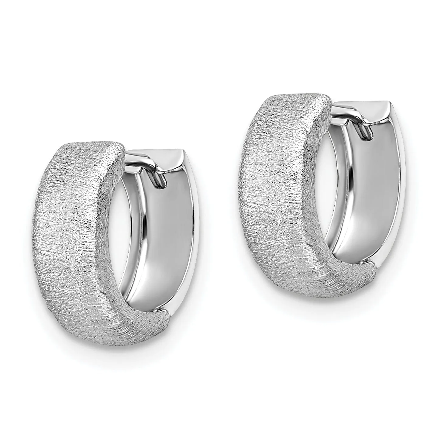 14k White Gold Textured Hinged Hoop Earrings