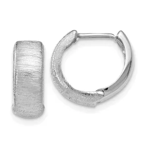 14k White Gold Textured Hinged Hoop Earrings
