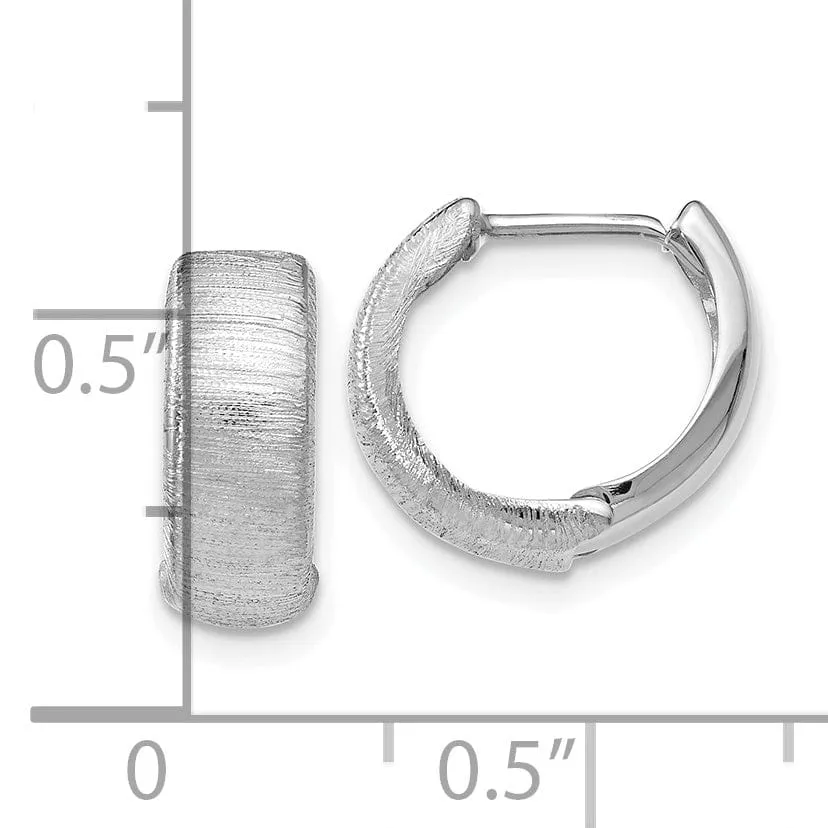 14k White Gold Textured Hinged Hoop Earrings