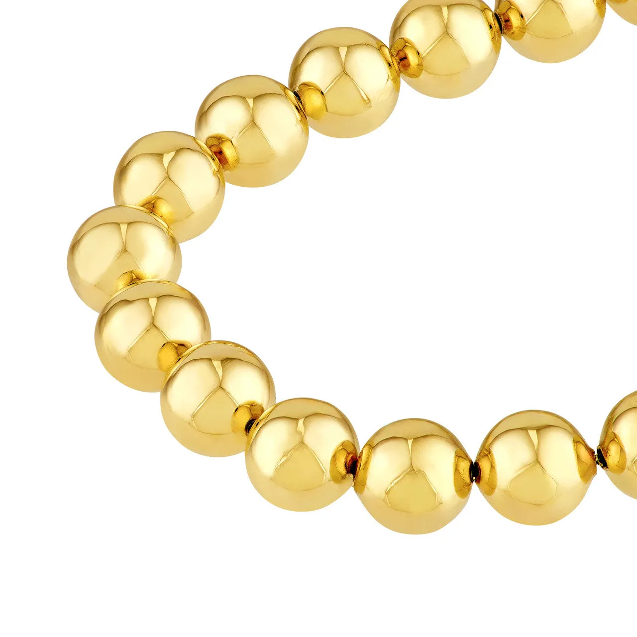 14k Yellow Gold 6mm Polished Ball Beaded Bracelet Adjustable