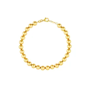 14k Yellow Gold 6mm Polished Ball Beaded Bracelet Adjustable