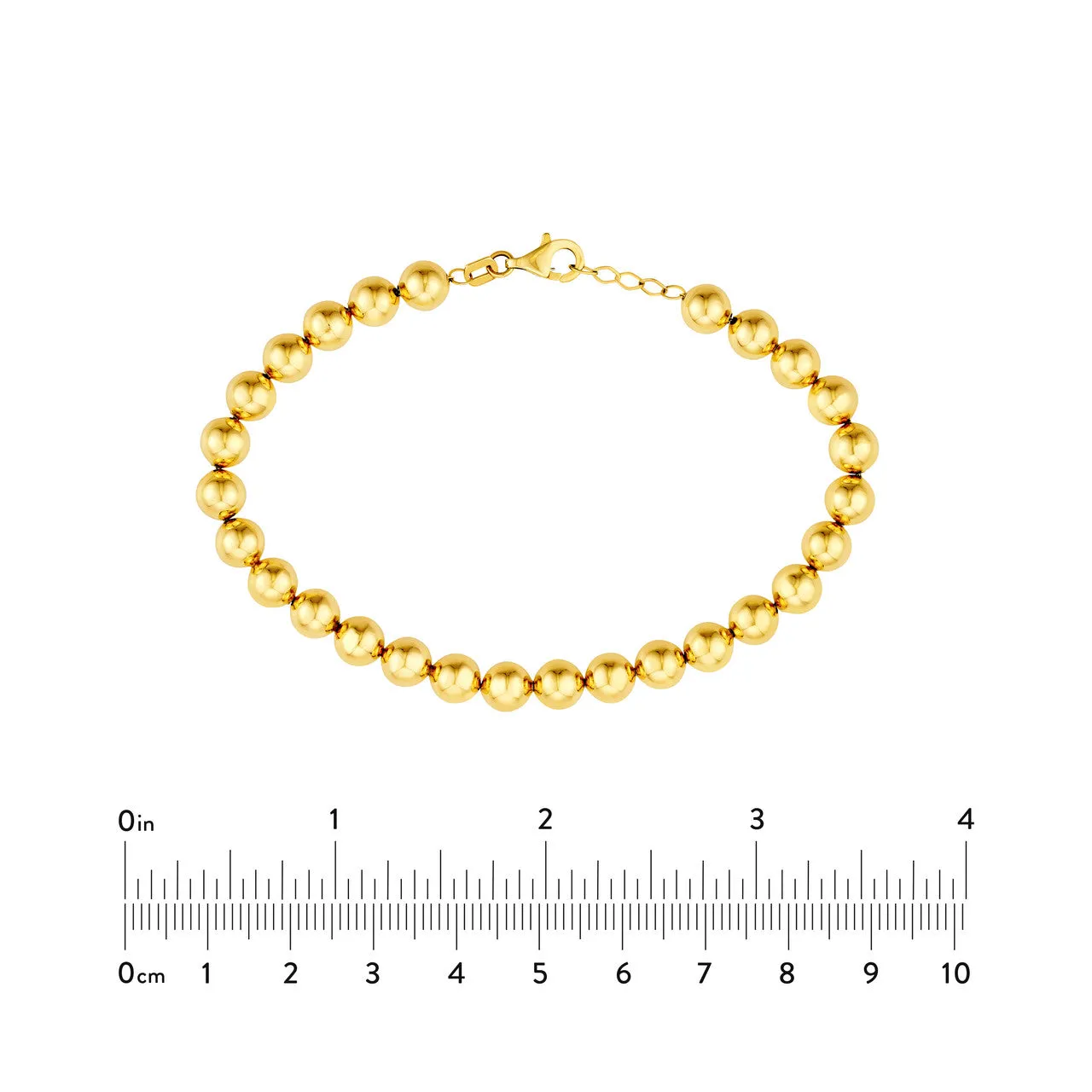 14k Yellow Gold 6mm Polished Ball Beaded Bracelet Adjustable