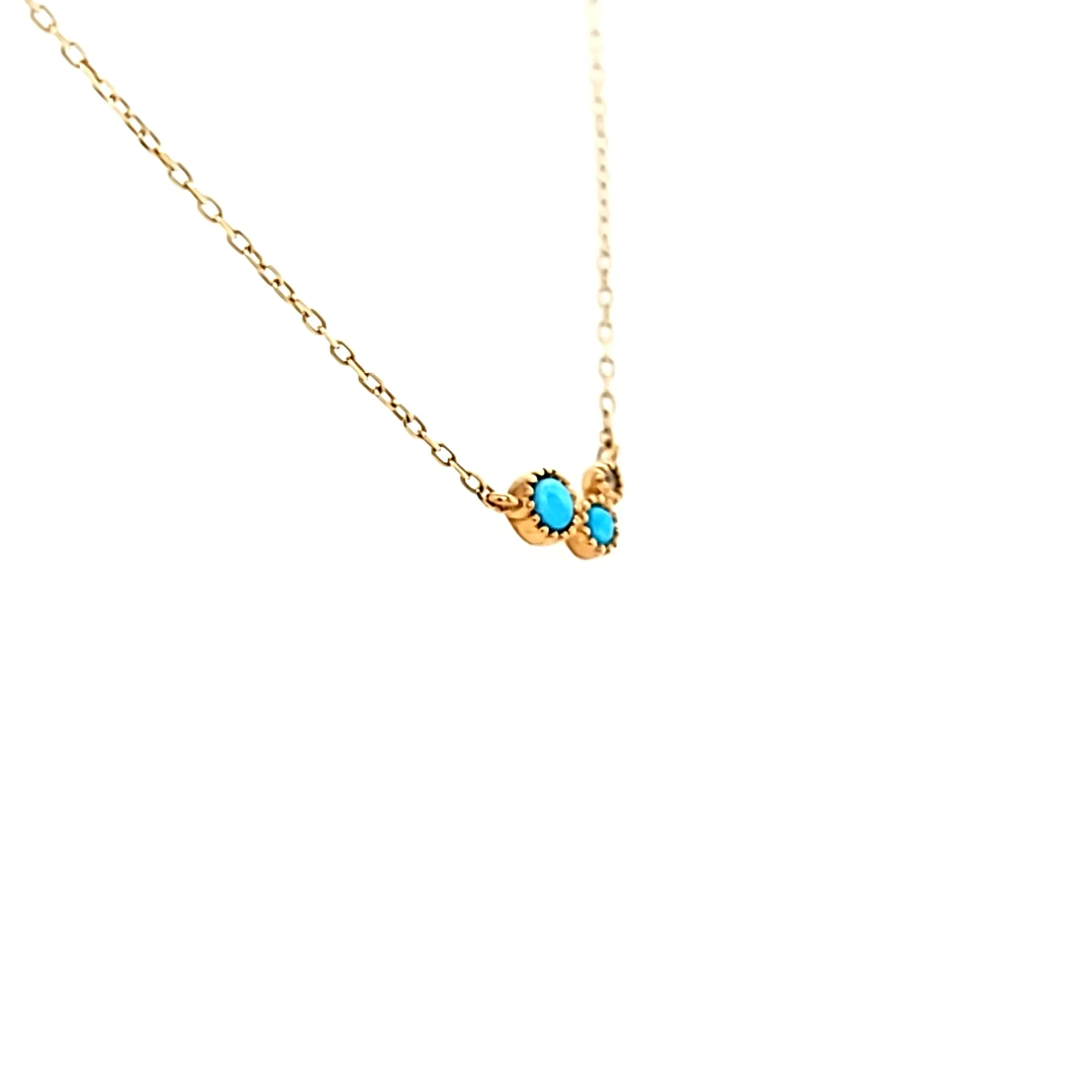 14k Yellow Gold Petite Turquoise Necklace (I6364)