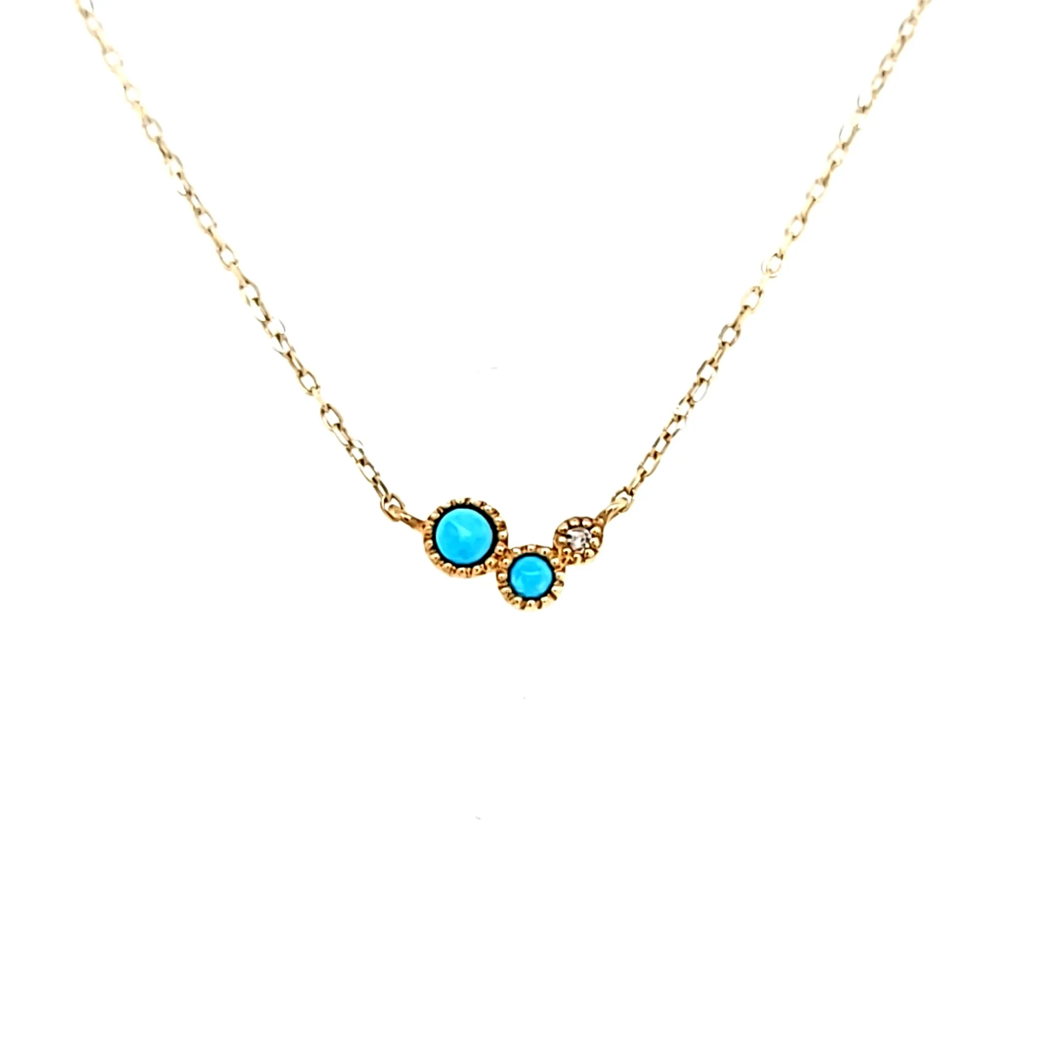 14k Yellow Gold Petite Turquoise Necklace (I6364)